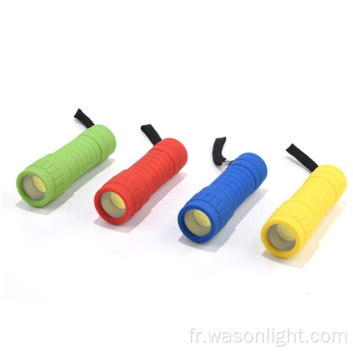 Mini promotion pas cher Cob Abs Plastique LED coloré Portable Petit Soleil Lumière Bright Flashlight Torche